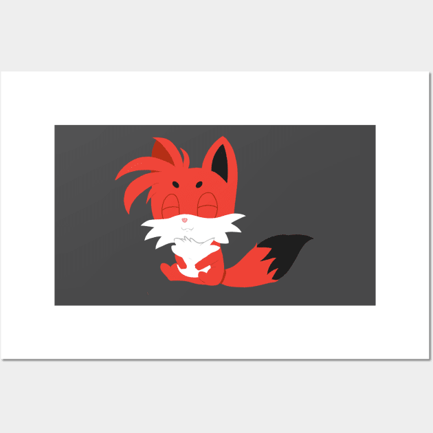 Cute Chibi Red Fox Cub Wall Art by Toribit